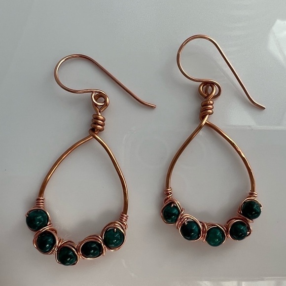 COPPER Beaded Teardrop Earrings - Picture 12 of 12